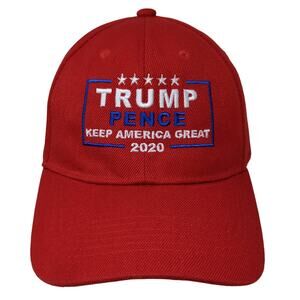 Trump Pence Keep America Great 2020 Strapback Hat Red One Size Solid